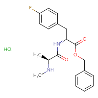 Chemical structure of benzyl (2R)-3-(4-fluorophenyl)-2-[(2S)-2-(methylamino)propanamido]propanoate hydrochloride - CSSB00161153092