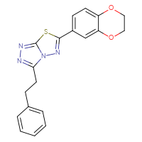 Chemical structure of 6-(2,3-dihydro-1,4-benzodioxin-6-yl)-3-(2-phenylethyl)-[1,2,4]triazolo[3,4-b][1,3,4]thiadiazole - CSSB00121618525