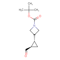 Chemical structure of tert-butyl 3-[(1S,2R)-2-formylcyclopropyl]azetidine-1-carboxylate - CSSB02517109508