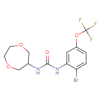 Chemical structure of 3-[2-bromo-5-(trifluoromethoxy)phenyl]-1-(1,4-dioxepan-6-yl)urea - CSSB01762554423