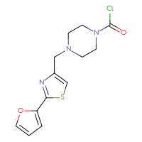 Chemical structure of 4-{[2-(furan-2-yl)-1,3-thiazol-4-yl]methyl}piperazine-1-carbonyl chloride - CSSB21224775061