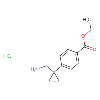 Chemical structure of ethyl 4-[1-(aminomethyl)cyclopropyl]benzoate hydrochloride - CSSB20963517603