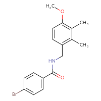 Chemical structure of 4-bromo-N-[(4-methoxy-2,3-dimethylphenyl)methyl]benzamide - CSSB21432554507