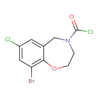 Chemical structure of 9-bromo-7-chloro-2,3,4,5-tetrahydro-1,4-benzoxazepine-4-carbonyl chloride - CSSB15008940182