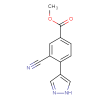 Chemical structure of methyl 3-cyano-4-(1H-pyrazol-4-yl)benzoate - CSSB21253045870