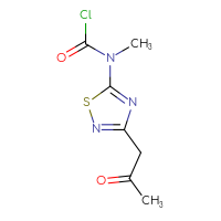 Chemical structure of N-methyl-N-[3-(2-oxopropyl)-1,2,4-thiadiazol-5-yl]carbamoyl chloride - CSSB14999591231