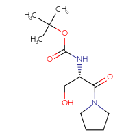 Chemical structure of tert-butyl N-[(2S)-3-hydroxy-1-oxo-1-(pyrrolidin-1-yl)propan-2-yl]carbamate - CSSB00052299329