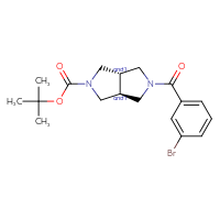 Chemical structure of rac-tert-butyl (3aR,6aR)-5-(3-bromobenzoyl)-octahydropyrrolo[3,4-c]pyrrole-2-carboxylate - CSSB14844633401