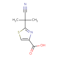 Chemical structure of 2-(1-cyano-1-methylethyl)-1,3-thiazole-4-carboxylic acid - CSSB00000707042
