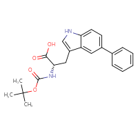 Chemical structure of (2S)-2-{[(tert-butoxy)carbonyl]amino}-3-(5-phenyl-1H-indol-3-yl)propanoic acid - CSSB06645079535