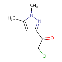 Chemical structure of 2-chloro-1-(1,5-dimethyl-1H-pyrazol-3-yl)ethan-1-one - CSSB00014539394