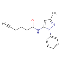 Chemical structure of N-(3-methyl-1-phenyl-1H-pyrazol-5-yl)hex-5-ynamide - CSSB02022843191