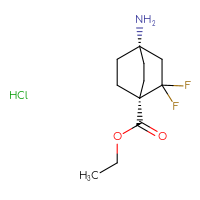 Chemical structure of ethyl (1r,4r)-4-amino-2,2-difluorobicyclo[2.2.2]octane-1-carboxylate hydrochloride - CSSB21285254443