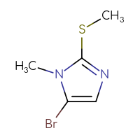 Chemical structure of 5-bromo-1-methyl-2-(methylsulfanyl)-1H-imidazole - CSSB00021438006