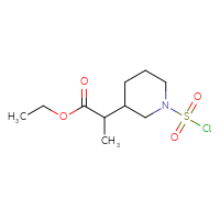 Chemical structure of ethyl 2-[1-(chlorosulfonyl)piperidin-3-yl]propanoate - CSSB21224764763