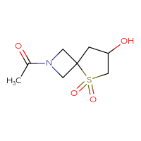Chemical structure of 2-acetyl-7-hydroxy-5λ⁶-thia-2-azaspiro[3.4]octane-5,5-dione - CSSB20574679888