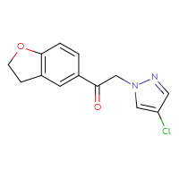 Chemical structure of 2-(4-chloro-1H-pyrazol-1-yl)-1-(2,3-dihydro-1-benzofuran-5-yl)ethan-1-one - CSSB21332048581
