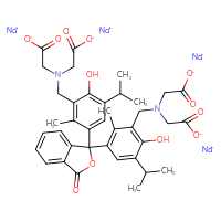 Chemical structure of tetrasodium 2-[({3-[1-(3-{[bis(carboxylatomethyl)amino]methyl}-4-hydroxy-2-methyl-5-(propan-2-yl)phenyl)-3-oxo-1,3-dihydro-2-benzofuran-1-yl]-6-hydroxy-2-methyl-5-(propan-2-yl)phenyl}methyl)(carboxylatomethyl)amino]acetate - CSSB03549785514