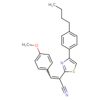 Chemical structure of 2-[4-(4-butylphenyl)-1,3-thiazol-2-yl]-3-(4-methoxyphenyl)prop-2-enenitrile - CSSB00121731193