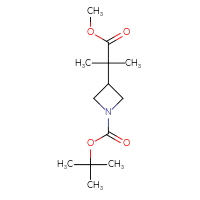 Chemical structure of tert-butyl 3-(1-methoxy-2-methyl-1-oxopropan-2-yl)azetidine-1-carboxylate - CSSB00010371371