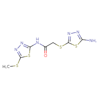 Chemical structure of 2-[(5-amino-1,3,4-thiadiazol-2-yl)sulfanyl]-N-[5-(methylsulfanyl)-1,3,4-thiadiazol-2-yl]acetamide - CSSB00121615739
