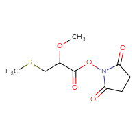 Chemical structure of 2,5-dioxopyrrolidin-1-yl 2-methoxy-3-(methylsulfanyl)propanoate - CSSB17484213779