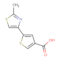 Chemical structure of 5-(2-methyl-1,3-thiazol-4-yl)thiophene-3-carboxylic acid - CSSB00000743860