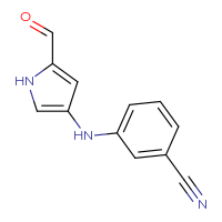 Chemical structure of 3-[(5-formyl-1H-pyrrol-3-yl)amino]benzonitrile - CSSB21531616424