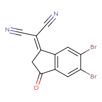 Chemical structure of 2-(5,6-dibromo-3-oxo-2,3-dihydro-1H-inden-1-ylidene)propanedinitrile - CSSB06359886803
