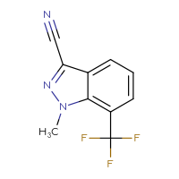 Chemical structure of 1-methyl-7-(trifluoromethyl)-1H-indazole-3-carbonitrile - CSSB14863684251