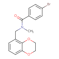 Chemical structure of 4-bromo-N-[(2,3-dihydro-1,4-benzodioxin-5-yl)methyl]-N-methylbenzamide - CSSB21432548340