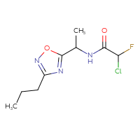 Chemical structure of 2-chloro-2-fluoro-N-[1-(3-propyl-1,2,4-oxadiazol-5-yl)ethyl]acetamide - CSSB21332125156