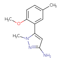 Chemical structure of 5-(2-methoxy-5-methylphenyl)-1-methyl-1H-pyrazol-3-amine - CSSB00010312504