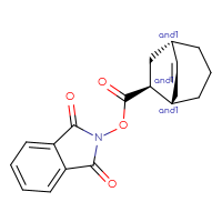 Chemical structure of rac-1,3-dioxo-2,3-dihydro-1H-isoindol-2-yl (1R,5R,6R)-bicyclo[3.2.2]non-8-ene-6-carboxylate - CSSB20620685031