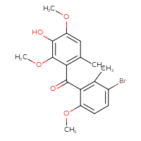 Chemical structure of 3-(3-bromo-6-methoxy-2-methylbenzoyl)-2,6-dimethoxy-4-methylphenol - CSSB20591803194