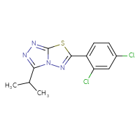 Chemical structure of 6-(2,4-dichlorophenyl)-3-(propan-2-yl)-[1,2,4]triazolo[3,4-b][1,3,4]thiadiazole - CSSB00121637614