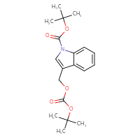 Chemical structure of tert-butyl 3-({[(tert-butoxy)carbonyl]oxy}methyl)-1H-indole-1-carboxylate - CSSB00025711867