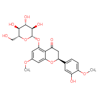 Chemical structure of (2S)-2-(3-hydroxy-4-methoxyphenyl)-7-methoxy-5-{[(2S,3R,4S,5S,6R)-3,4,5-trihydroxy-6-(hydroxymethyl)oxan-2-yl]oxy}-3,4-dihydro-2H-1-benzopyran-4-one - CSSB00159260878