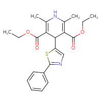 Chemical structure of 3,5-diethyl 2,6-dimethyl-4-(2-phenyl-1,3-thiazol-5-yl)-1,4-dihydropyridine-3,5-dicarboxylate - CSSB20539823270