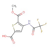 Chemical structure of 5-(methoxycarbonyl)-4-(2,2,2-trifluoroacetamido)thiophene-2-carboxylic acid - CSSB00103146853