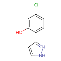 Chemical structure of 5-chloro-2-(1H-pyrazol-3-yl)phenol - CSSB00010672028
