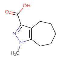 Chemical structure of 1-methyl-1H,4H,5H,6H,7H,8H-cyclohepta[c]pyrazole-3-carboxylic acid - CSSB03550507053