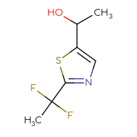 Chemical structure of 1-[2-(1,1-difluoroethyl)-1,3-thiazol-5-yl]ethan-1-ol - CSSB02517391266