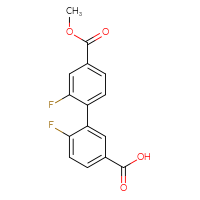 Chemical structure of 2',6-difluoro-4'-(methoxycarbonyl)-[1,1'-biphenyl]-3-carboxylic acid - CSSB00150700655