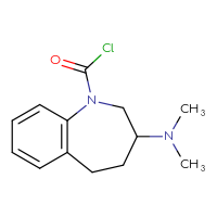 Chemical structure of 3-(dimethylamino)-2,3,4,5-tetrahydro-1H-1-benzazepine-1-carbonyl chloride - CSSB21224775357