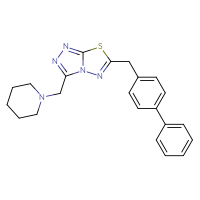 Chemical structure of 1-{[6-({[1,1'-biphenyl]-4-yl}methyl)-[1,2,4]triazolo[3,4-b][1,3,4]thiadiazol-3-yl]methyl}piperidine - CSSB00121609232