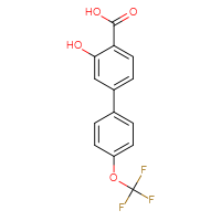 Chemical structure of 3-hydroxy-4'-(trifluoromethoxy)-[1,1'-biphenyl]-4-carboxylic acid - CSSB00150702505