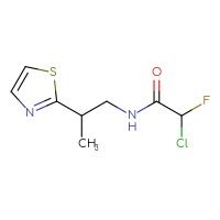 Chemical structure of 2-chloro-2-fluoro-N-[2-(1,3-thiazol-2-yl)propyl]acetamide - CSSB09891075835