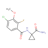 Chemical structure of N-(1-carbamoylcyclopropyl)-4-chloro-2-fluoro-3-methoxybenzamide - CSSB06477020942