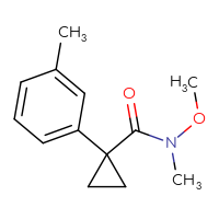 Chemical structure of N-methoxy-N-methyl-1-(3-methylphenyl)cyclopropane-1-carboxamide - CSSB01992781634